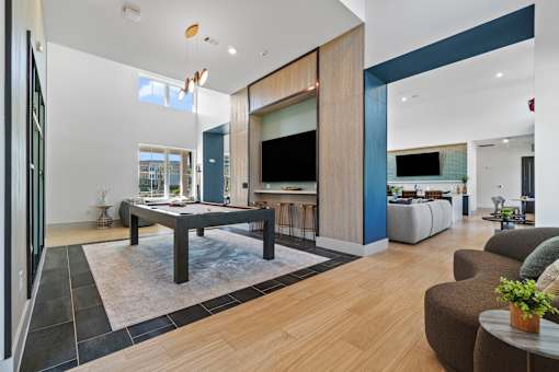 Billiards Table In Clubhouse at The Quinn Luxury Apartments, Pensacola, 32526
