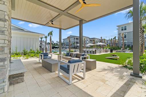 Shaded Lounge Area at The Quinn Luxury Apartments, Pensacola, 32526