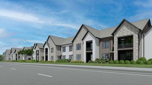 A row of modern houses with grey roofs and white walls at The Levi Luxury Apartments, Georgia