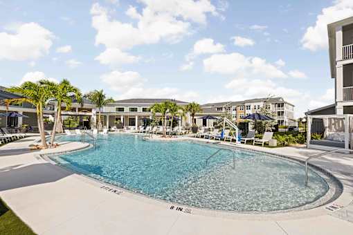 A large swimming pool at Verity Luxury Apartments, Vero Beach, Florida