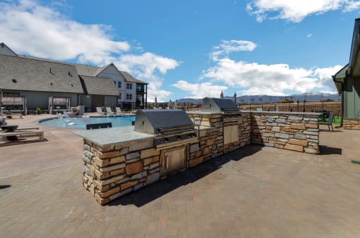 Pool and grilling station at Upland Flats, Colorado Springs, CO, 80922