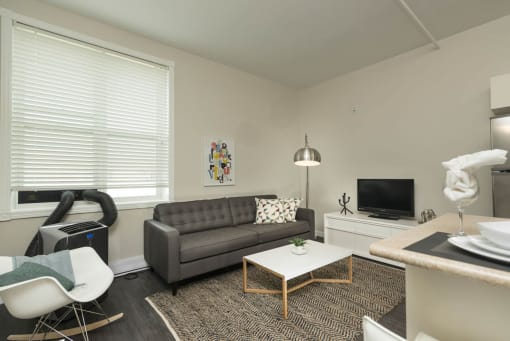 Living Room at 300 Tache Apartment, Winnipeg, MB.