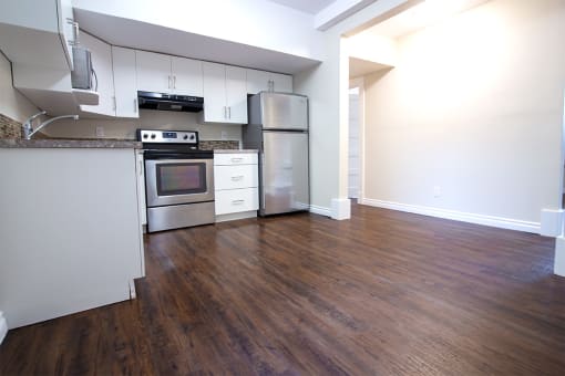 Kitchen at 105 Clarke Apartment Suite for rent in Downtown Winnipeg