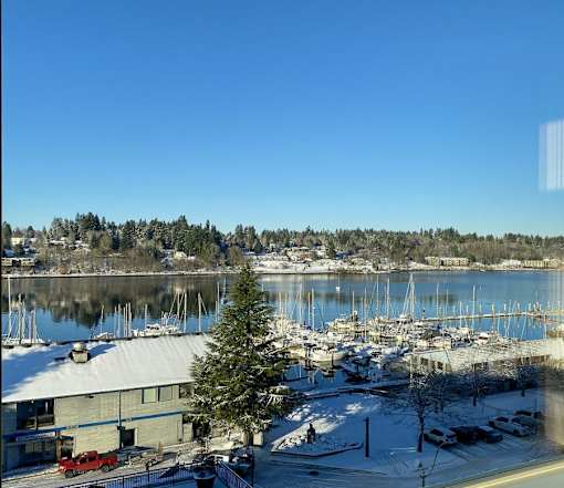 Harbor view in the snowat Harbor Heights 55+ Community, Olympia