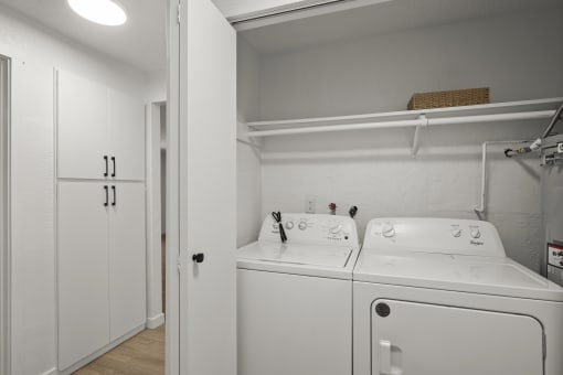 a washer and dryer in a laundry room at Chalet, Oregon, 97477