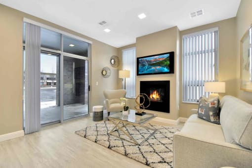 living room with fireplace