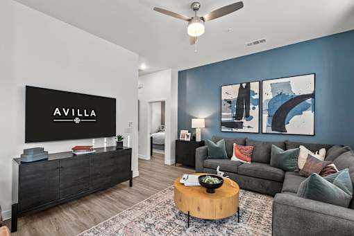 Living Room with TV at Avilla Railhead, Cleburne Texas