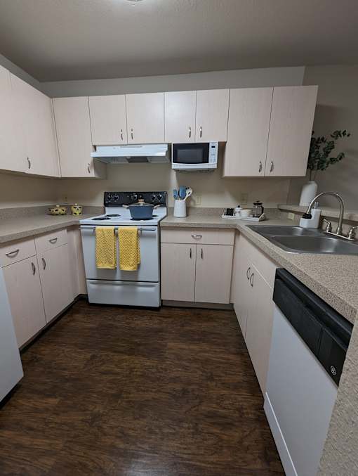 an empty kitchen with white cabinets and stainless steel appliances at Tivoli Apartments of Orlando, Florida, 32765