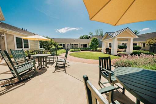 Courtyard with umbrellas at Spring Arbor of Winchester, Winchester, 22603-3969