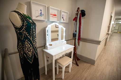 A white vanity table at Spring Arbor of Williamsburg, Williamsburg, 23185
