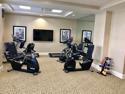 A room with exercise equipment at Waterstone on Augusta, Greenville, SC