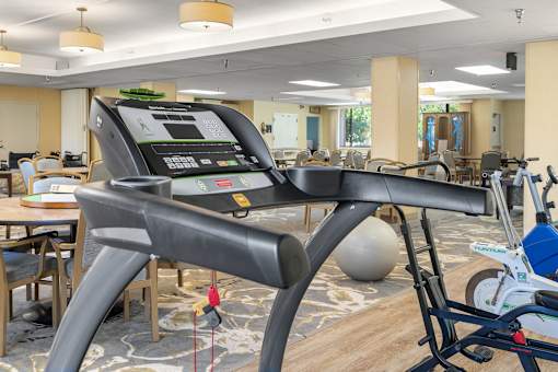 a treadmill in the fitness center at the monarch apartments in midtown