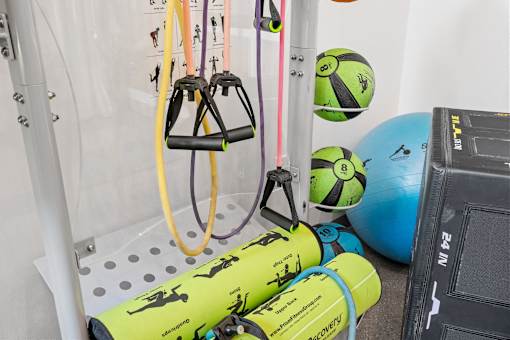 a set of scuba gear inside of a small room