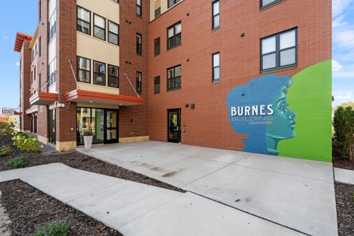 a building with a large mural on the side of it