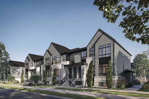 a rendering of a row of houses on a street