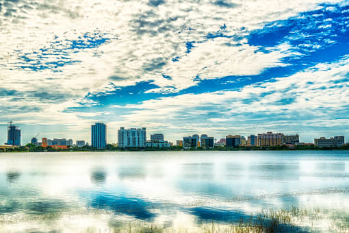 the city of lakeshore on a cloudy day  at Bella Lago Vista, West Palm Beach
