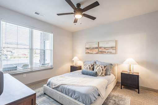 bedroom with large window at The Remington, Kentucky, 40511