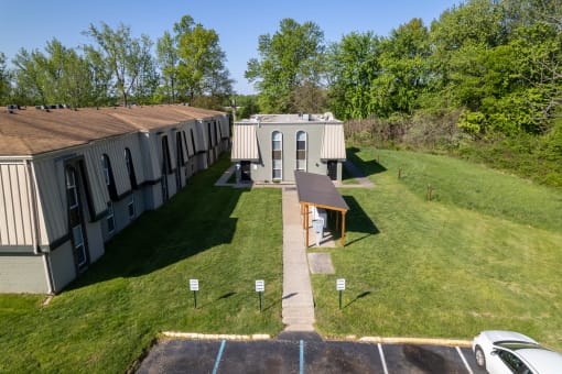 arial view of the cottages