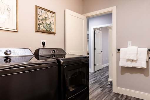 A black oven and stove top in a well lit kitchen.