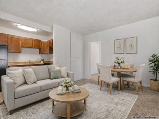Open Concept Living Room and Kitchen at Peppertree