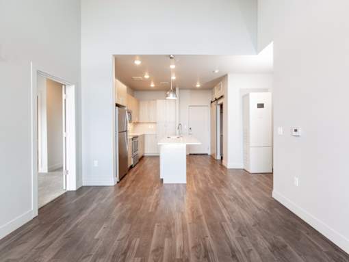 Open floor plan kitchen and living space