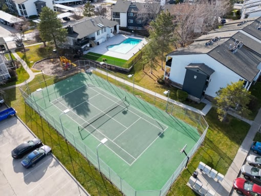 Aerial View of Tennis Court at Crossroads