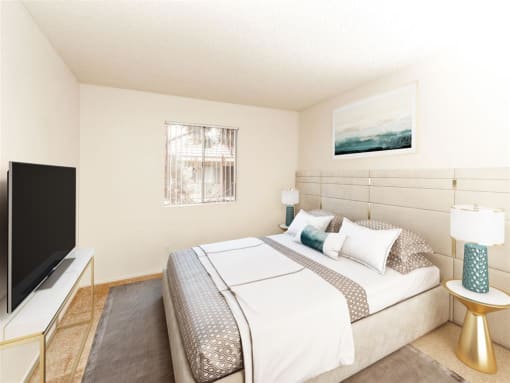 Main Bedroom With Television at Cimarron Place Apartments, Tucson, 85712