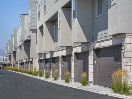 Back of townhomes at The Austin Townhomes
