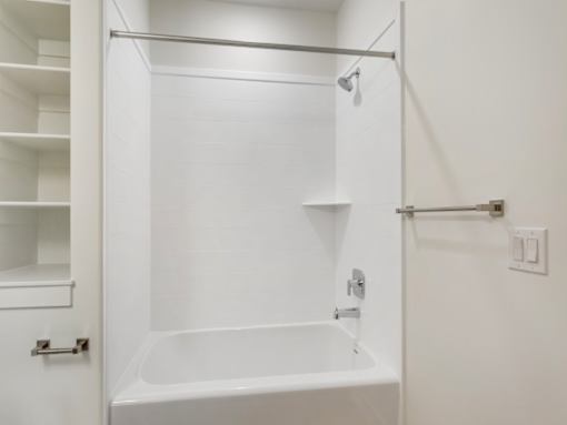 Bathroom with Shelves and Large Tub at Amara Apartments,Midvale,84047
