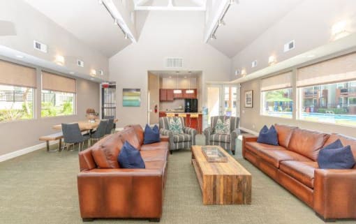 Posh Lounge Area In Clubhouse at Canyon Club Apartments, Oceanside, 92058