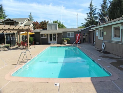 Glimmering Pool View at Aspen Park Apartments, Sacramento, CA, 95823