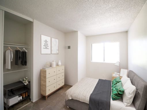 Comfortable Bedroom With Large Window at Creekside Villas Apartments, California, 92102