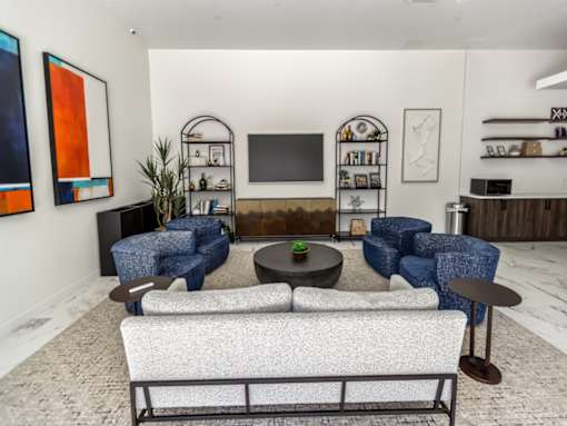 Chairs in Front of the TV at The Arza Apartments