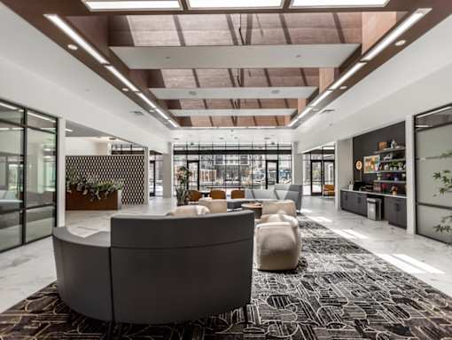 Clubhouse with View of Pool at The Arza Apartments