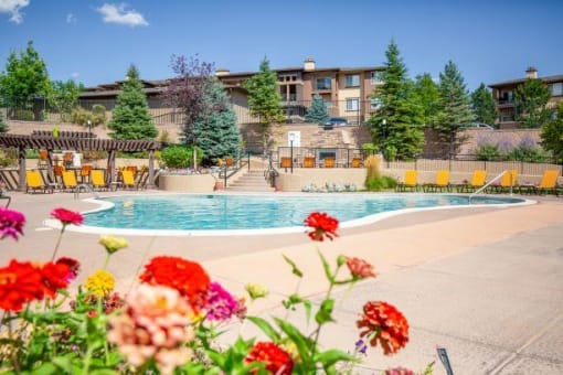 Swimming Pool With Relaxing Sundecks at Echo Ridge Apartments, Castle Rock, CO