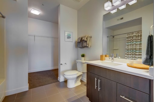 Bathroom With Storage at Element 31 Apartments, Utah, 84106
