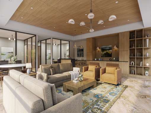 The Foundry Clubhouse Sitting Area Render