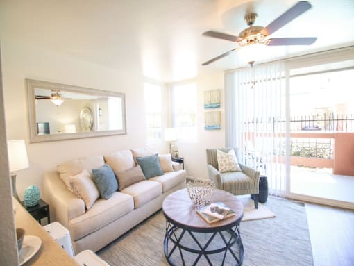 Bright Living Room at Canyon Club Apartments, Oceanside, CA, 92058
