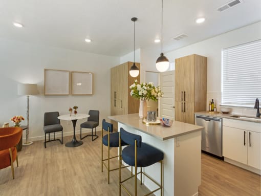 Modern Kitchen with Center Island at The Austin Townhomes, Draper, UT 84020
