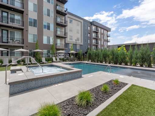 Landscaping Around Pool at City Lofts Apartments
