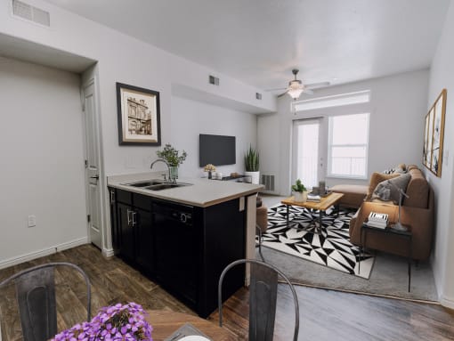 Kitchen and Living Room at Providence Place Apartments, Salt Lake City Utah