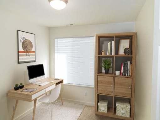 Home Office with a Desk at Crossroads Apartments