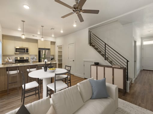 Open Concept Living Room into Kitchen at Desert Sage Hurricane, UT 84737