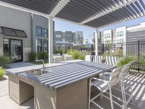 Outdoor kitchen at The Austin Townhomes