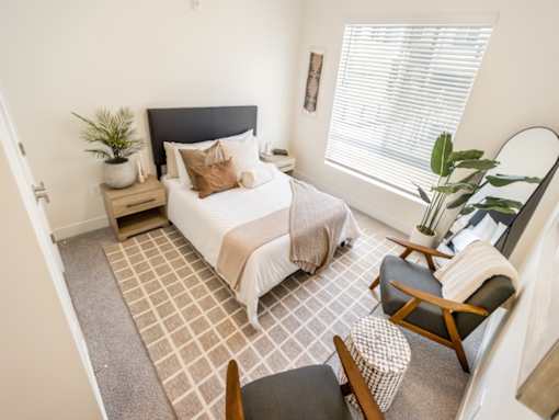 Overhead View of a Bedroom at The Arza Apartments
