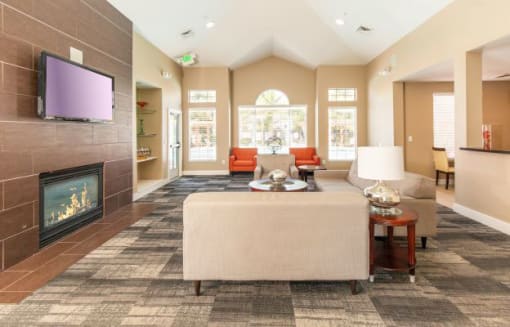 Spacious Clubhouse with Fireplace & TV at Remington Apartments, Midvale, UT, 84047