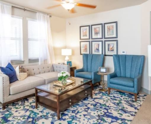 Bright Living Room at San Tropez Apartments & Townhomes, South Jordan, UT
