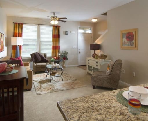 Living Room With Dining Area at Talavera at the Junction Apartments & Townhomes, Midvale, Utah