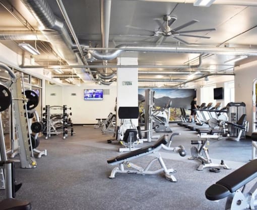 Modern Fitness Center at 600 Lofts Apartments, Salt Lake City, Utah