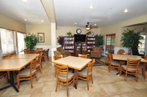 Community Room & Library at Heritage Park Senior Apartments - Norco CA
